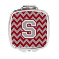 Carolines Treasures Letter S Chevron Crimson and Grey Compact Mirror CJ1043-SSCM